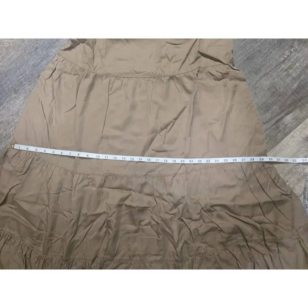 The Drop Women's Britt Tiered Maxi Dress Mushroom Brown 100% Tencel XXL NWT - Picture 5 of 11